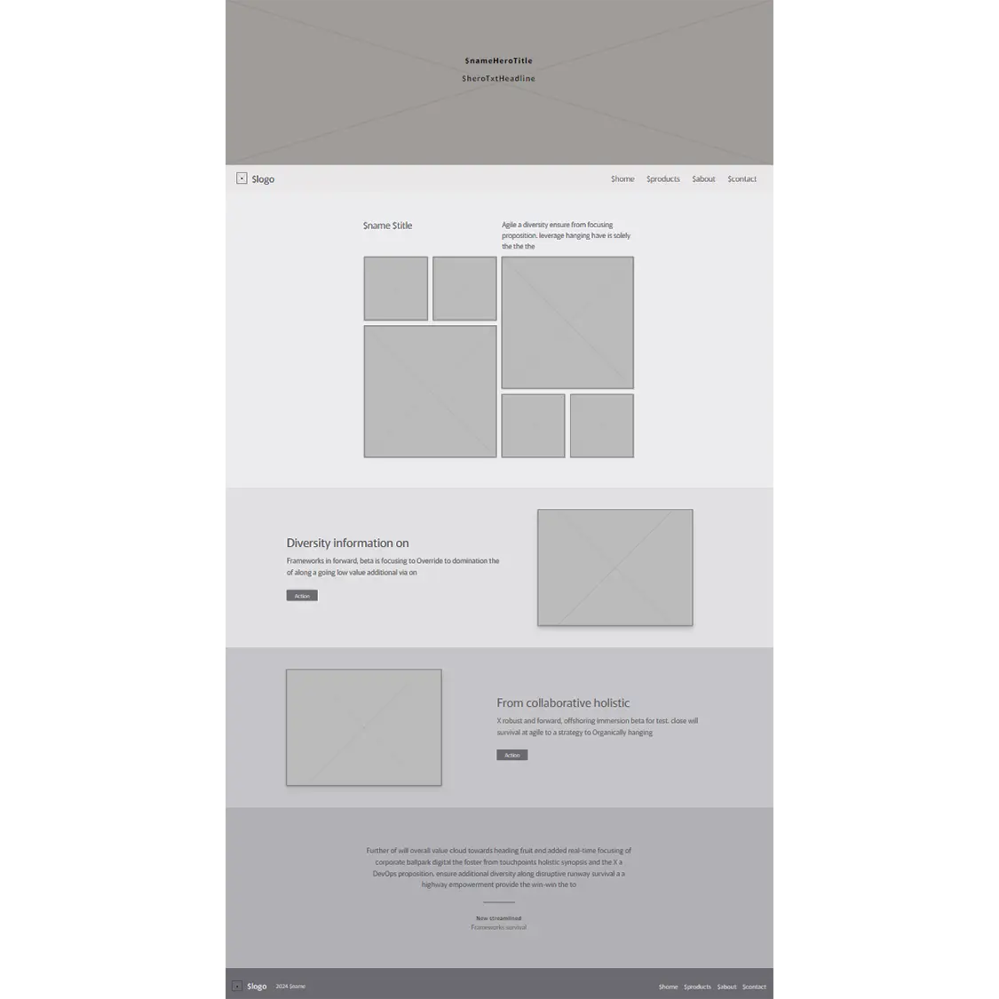 High Fidelity web page Wireframe