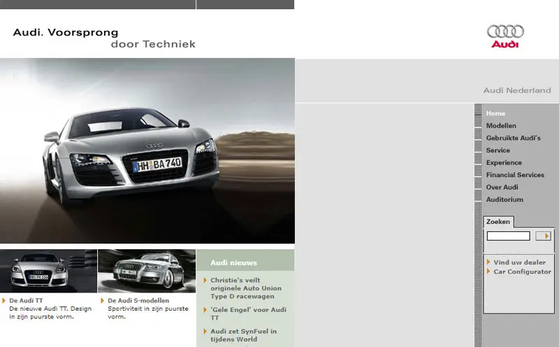  Past projects: Website Audi Netherlands 